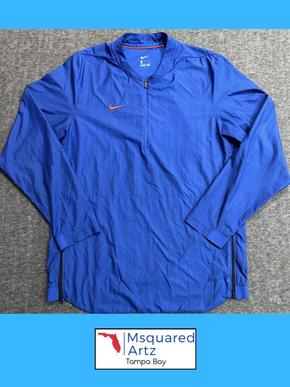 Nike Dri Fit Blue Quarter Zip Pullover Jacket Large Athletic Training Top